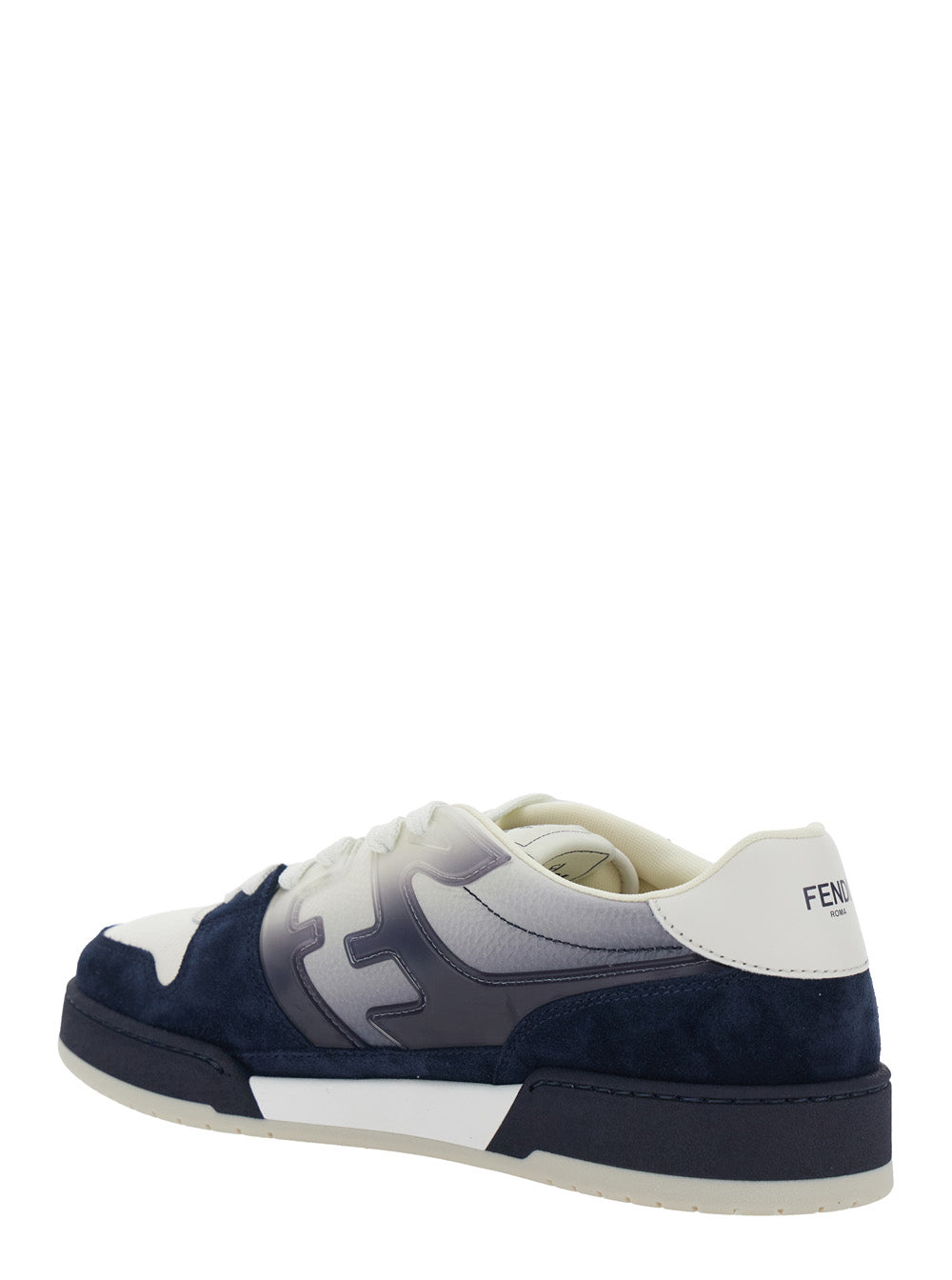 Fendi Men 'Fendi Match' Blue Low Top Sneaker With Side Ff Logo And Worn Effect In Suede Man