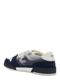 Fendi Men 'Fendi Match' Blue Low Top Sneaker With Side Ff Logo And Worn Effect In Suede Man