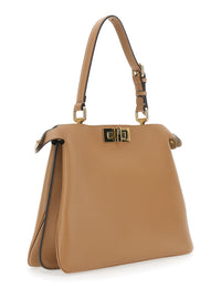 Fendi Women 'Peekaboo Soft Medium' Beige Handbag With Adjustable And Removable Handle And Turn Lock Closure On Both Sides In Leather Women