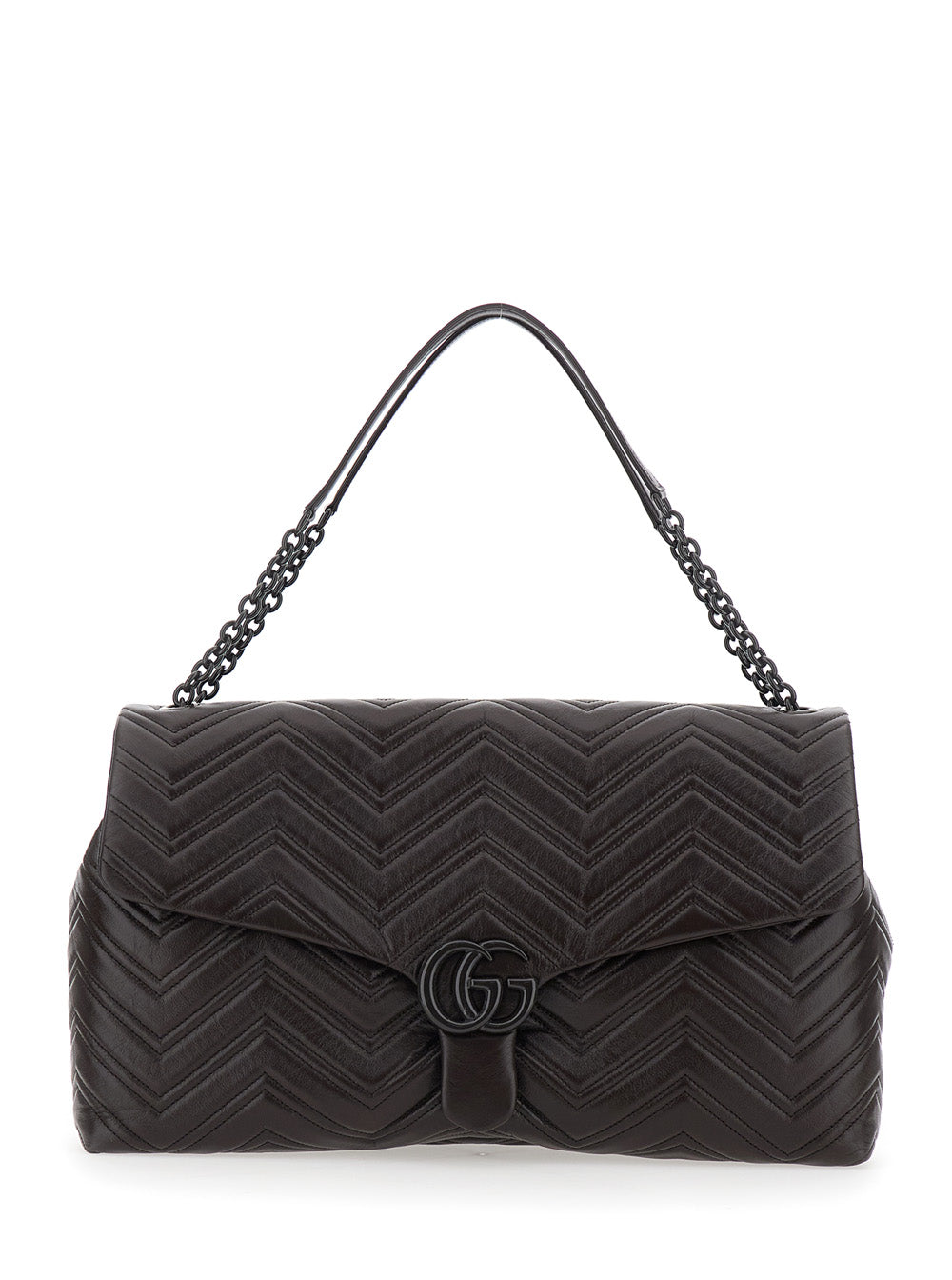 Gucci Women Brown Leather 'Gucci' Shoulder Bag With Adjustable Strap