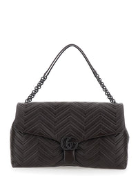 Gucci Women Brown Leather 'Gucci' Shoulder Bag With Adjustable Strap