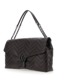 Gucci Women Brown Leather 'Gucci' Shoulder Bag With Adjustable Strap