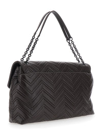 Gucci Women Brown Leather 'Gucci' Shoulder Bag With Adjustable Strap