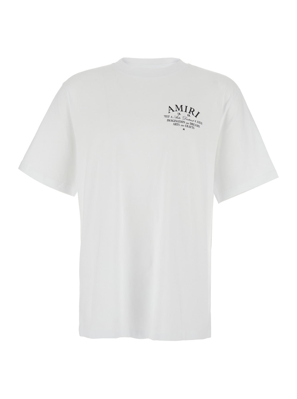 Amiri Men White Crew Neck T-Shirt With Logo Lettering On Front And Back In Cotton For Men