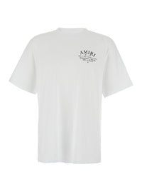 Amiri Men White Crew Neck T-Shirt With Logo Lettering On Front And Back In Cotton For Men