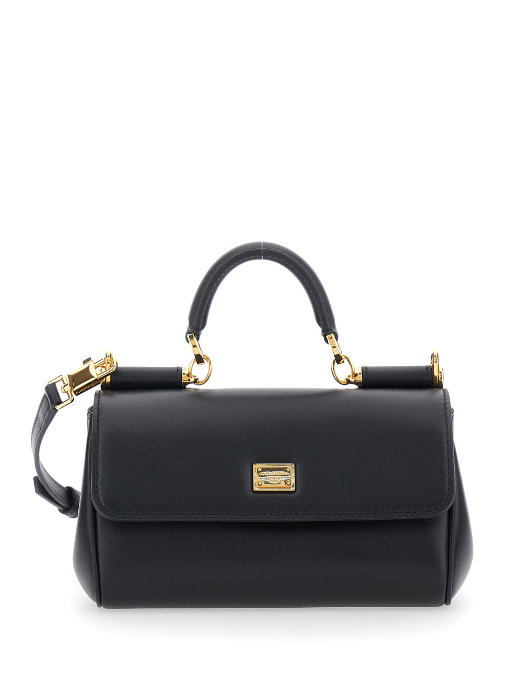 Dolce & Gabbana Women Black Crossbody Bag 'My Sicily' Mini With Adjustable And Removable Leather Strap For Women