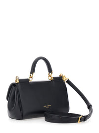 Dolce & Gabbana Women Black Crossbody Bag 'My Sicily' Mini With Adjustable And Removable Leather Strap For Women