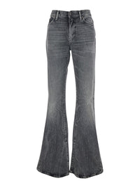 Acne Studios Women Gray Denim Bootcut Jeans With Logo Patch On The Back For Women