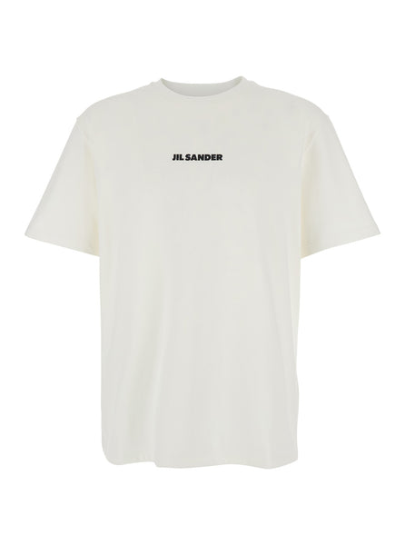 JIL SANDER グラフィック Tシャツ ホワイト Jil Sander Men White Crew Neck T-Shirt With Logo Lettering On The
