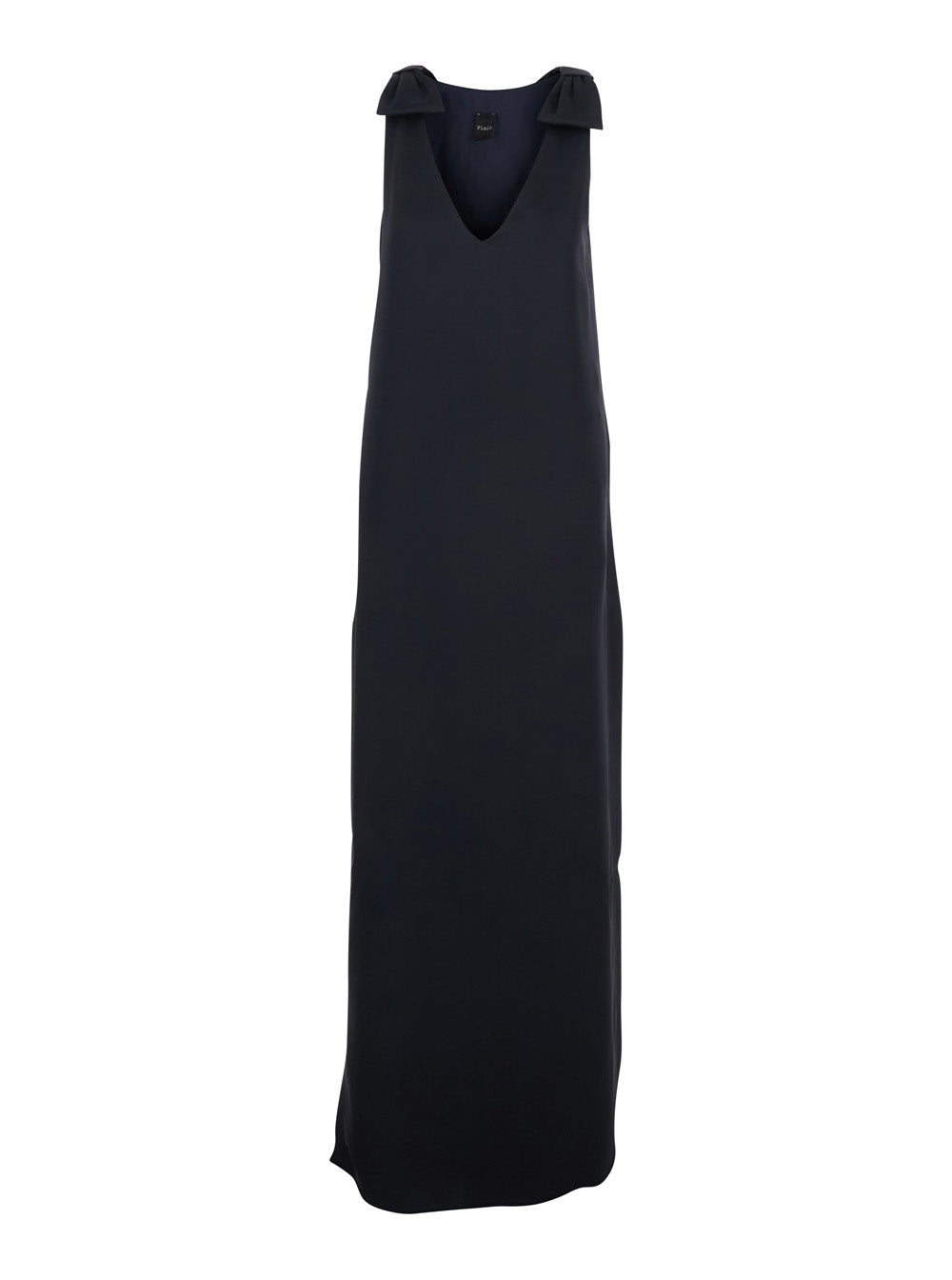 Leplain Women Long Dark Blue Dress With V-Neck And Side Slits In Women's Fabric