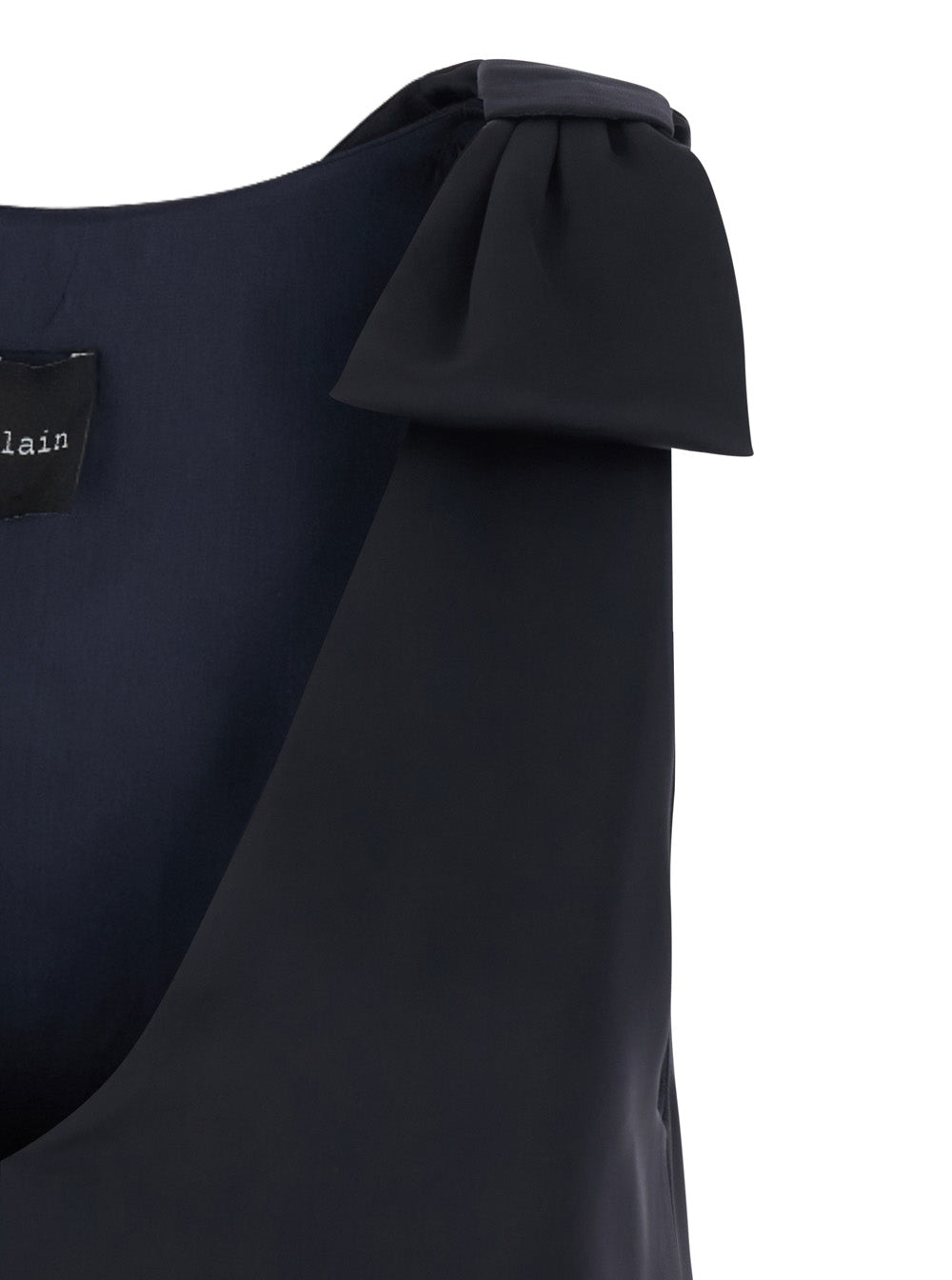 Leplain Women Long Dark Blue Dress With V-Neck And Side Slits In Women's Fabric