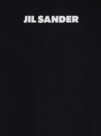 Jil Sander Men Black Crew Neck T-Shirt With Logo Lettering On The Front In Cotton For Men