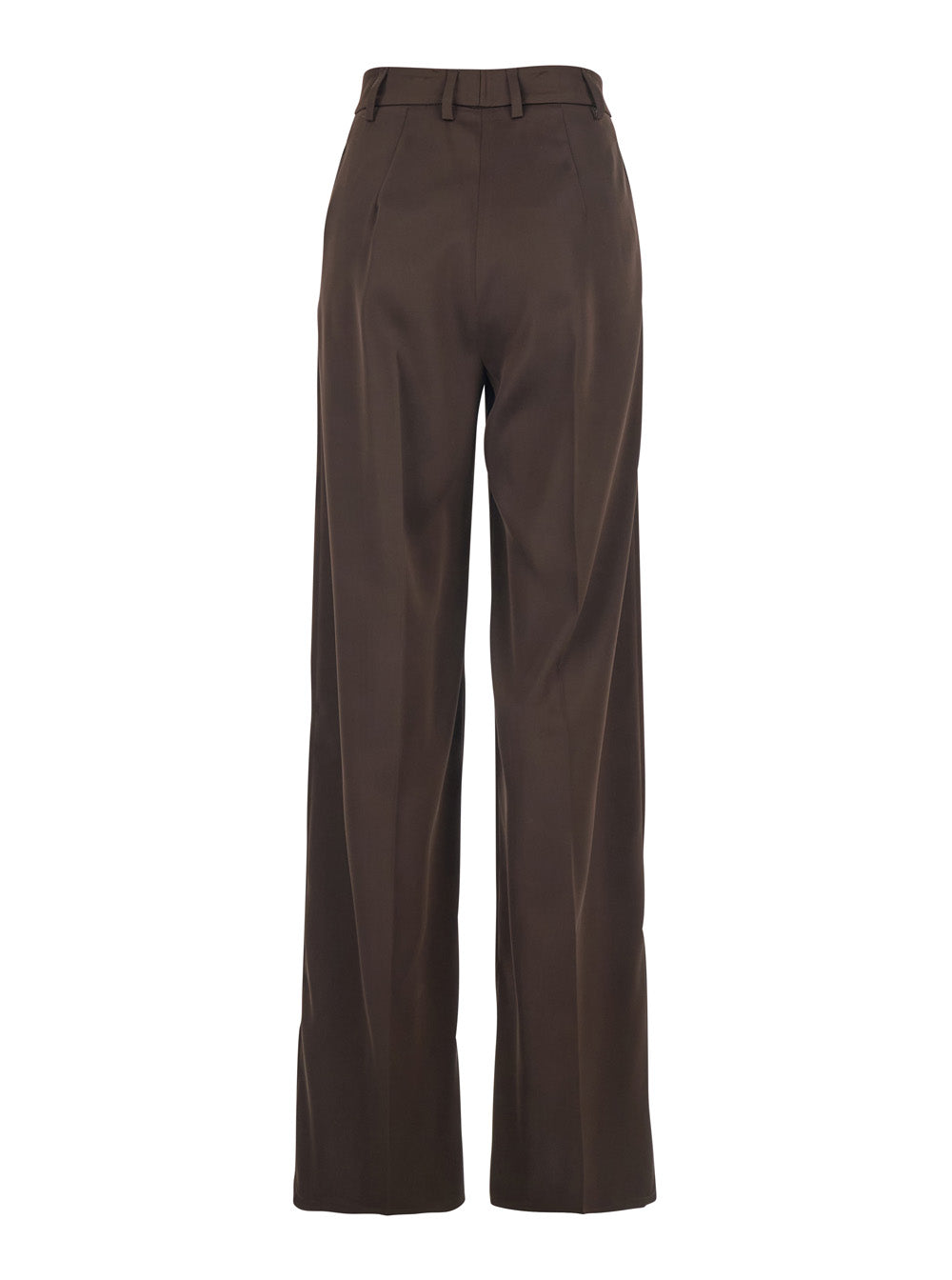 Leplain Women Brown Satin Tailored Pants With Front Pleats For Women