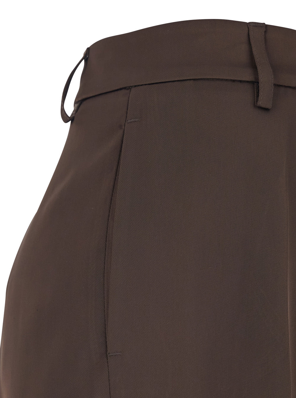 Leplain Women Brown Satin Tailored Pants With Front Pleats For Women