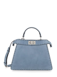 Fendi Women 'Peekaboo Iseeu Small' Light Blue Handbag With Shoulder Strap In Roman Leather Woman