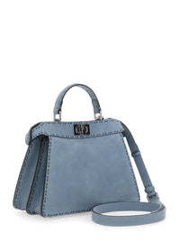 Fendi Women 'Peekaboo Iseeu Small' Light Blue Handbag With Shoulder Strap In Roman Leather Woman