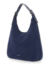 MICHAEL MICHAEL KORS Michael Michael Kors Women 'Nolita Large' Blue Shoulder Bag With Logo Lettering On The Front In Suede Women