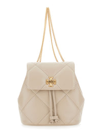 TORY BURCH Tory Burch Women 'Kira' Beige Backpack With Metallic Logo Plate On Front In Quilted Leather For Women
