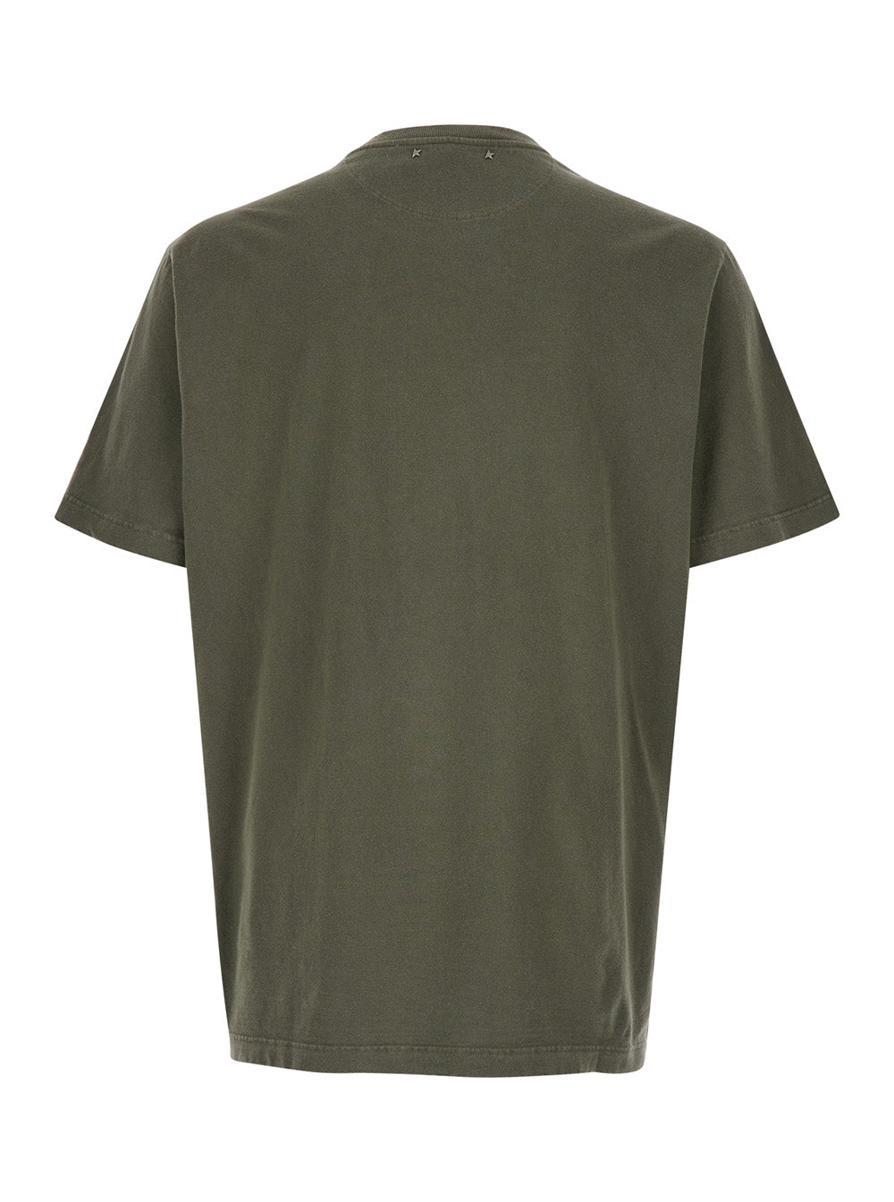 Golden Goose Men Green T-Shirt With Front Logo And Front Patch Logo In Cotton For Men