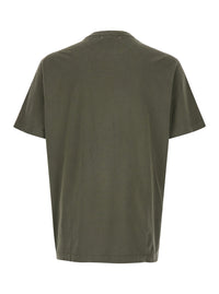 Golden Goose Men Green T-Shirt With Front Logo And Front Patch Logo In Cotton For Men