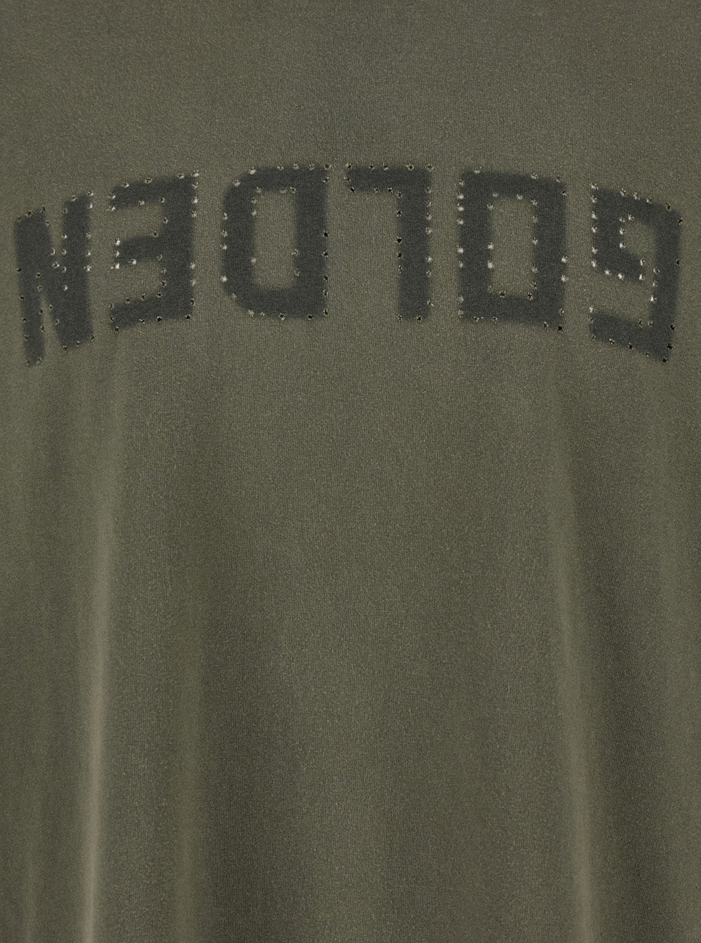 Golden Goose Men Green T-Shirt With Front Logo And Front Patch Logo In Cotton For Men