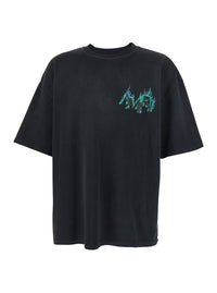 Amiri Men Black T-Shirt With Logo Lettering Print On Front And Back In Men's Cotton