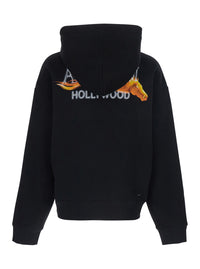 Amiri Men Hooded Sweatshirt With Fixed Hood And Lettering Logo On Front And Back In Black Cotton For Men