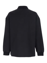 Amiri Men Black Polo Collar Sweatshirt With Logo Lettering On The Front In Cotton For Men