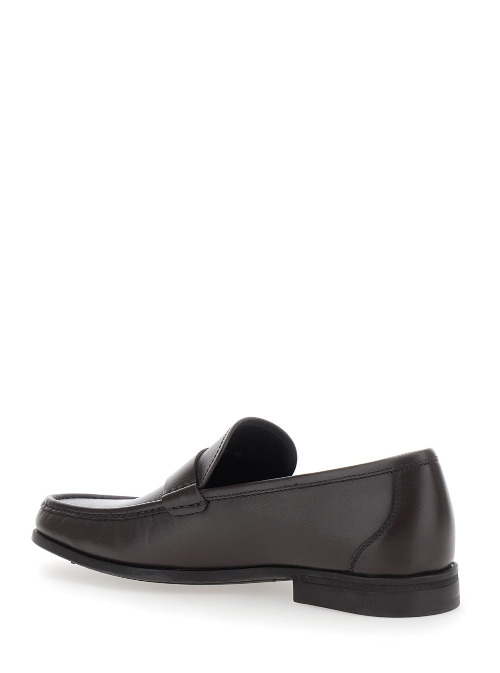 Ferragamo Men Brown Loafers With Gancini Detail On Side In Leather Man