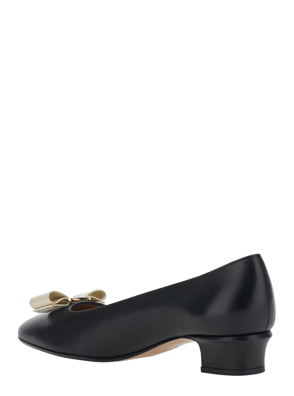 FERRAGAMO Ferragamo Women 'Vara 2.0' Black Pumps With Block Heel And Logo Plate On The Front In Leather Woman