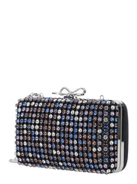 Self-Portrait Women Clutch With Crystal Decoration And Snap Closure With Tech Fabric Bow For Women