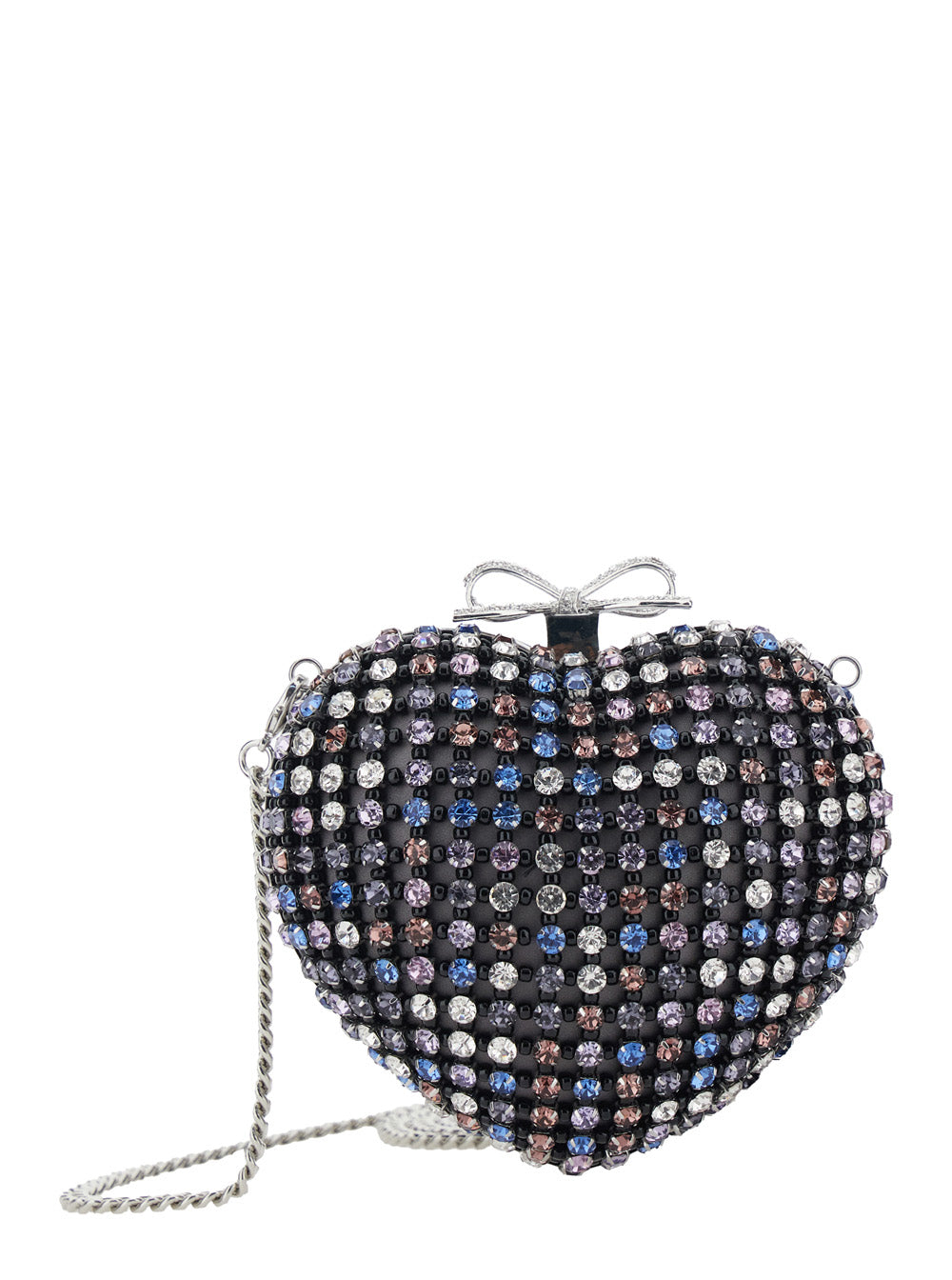 Self-Portrait Women Heart-Shaped Clutch 'Multicoloured' With Pearl Decoration And Tech Fabric Bow Detail - Multicolor - Women
