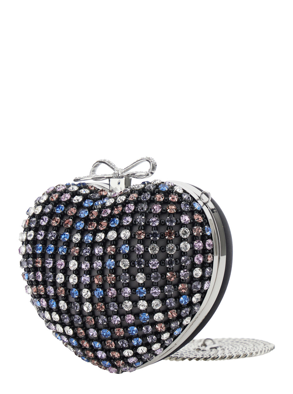 Self-Portrait Women Heart-Shaped Clutch 'Multicoloured' With Pearl Decoration And Tech Fabric Bow Detail - Multicolor - Women