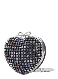 Self-Portrait Women Heart-Shaped Clutch 'Multicoloured' With Pearl Decoration And Tech Fabric Bow Detail - Multicolor - Women