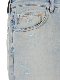 Amiri Men Men's Light Blue Denim Jeans With Ripped Details And Logo Patch On The Back