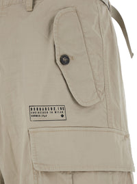 Dsquared2 Men Beige Bermuda Shorts With Four Patch Pockets And Wide Leg In Cotton Stretch For Men