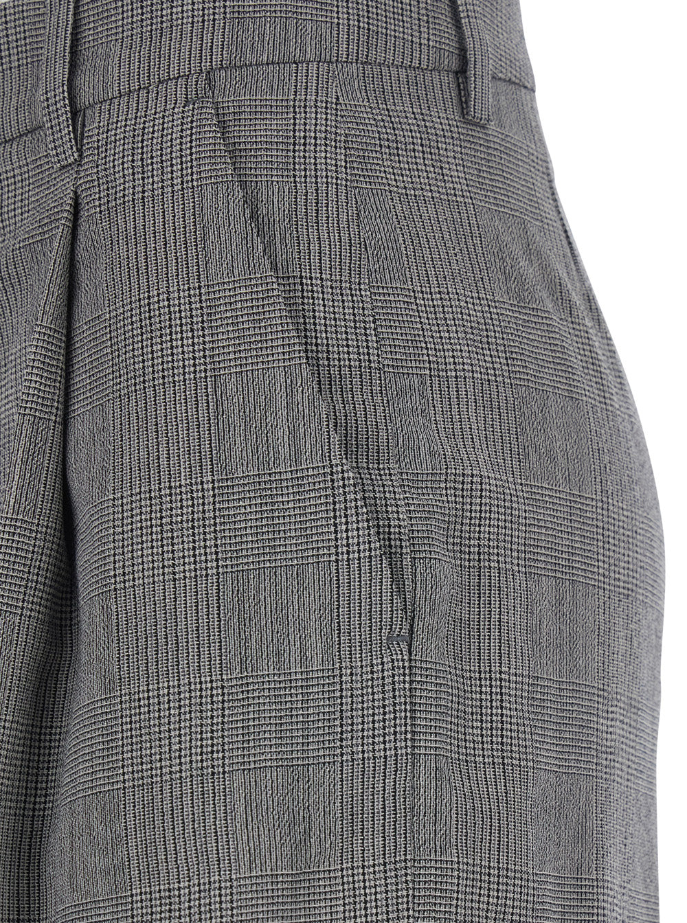 Golden Goose Women Grey Wide Leg Trousers With All-Over Prince Of Wales Print In Wool For Women