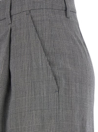 Golden Goose Women Grey Wide Leg Trousers With All-Over Prince Of Wales Print In Wool For Women