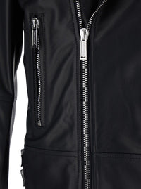 Dsquared2 Men Black Jacket With Three Zip Pockets In Leather For Men