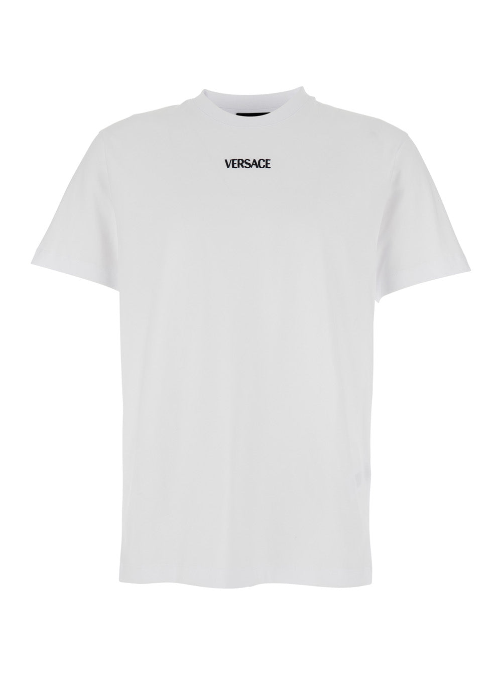 Versace Men White T-Shirt With Lettering Logo On The Front In Cotton Man