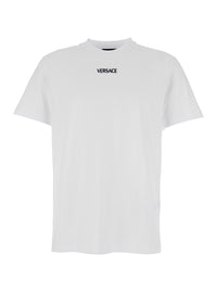 Versace Men White T-Shirt With Lettering Logo On The Front In Cotton Man