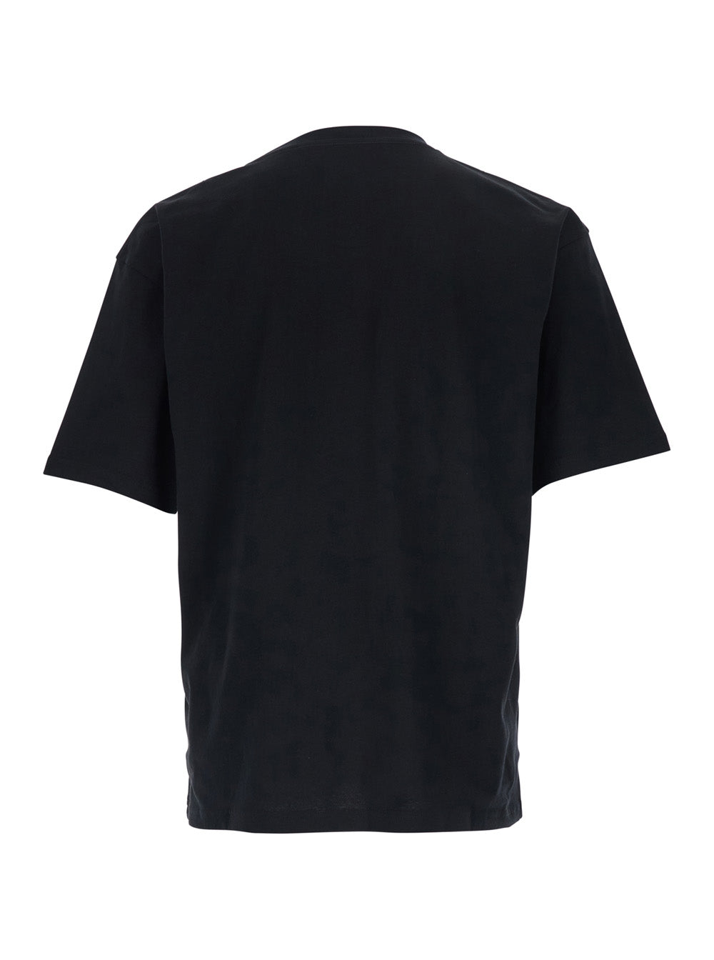 Valentino Men Black T-Shirt With Logo Print On The Front And Dropped Shoulders In Cotton For Men
