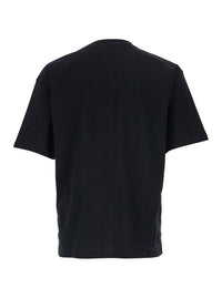 Valentino Men Black T-Shirt With Logo Print On The Front And Dropped Shoulders In Cotton For Men
