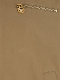 Versace Men Beige Jacket With Leather Collar And Medusa Head Metallic Detail In Cotton For Men