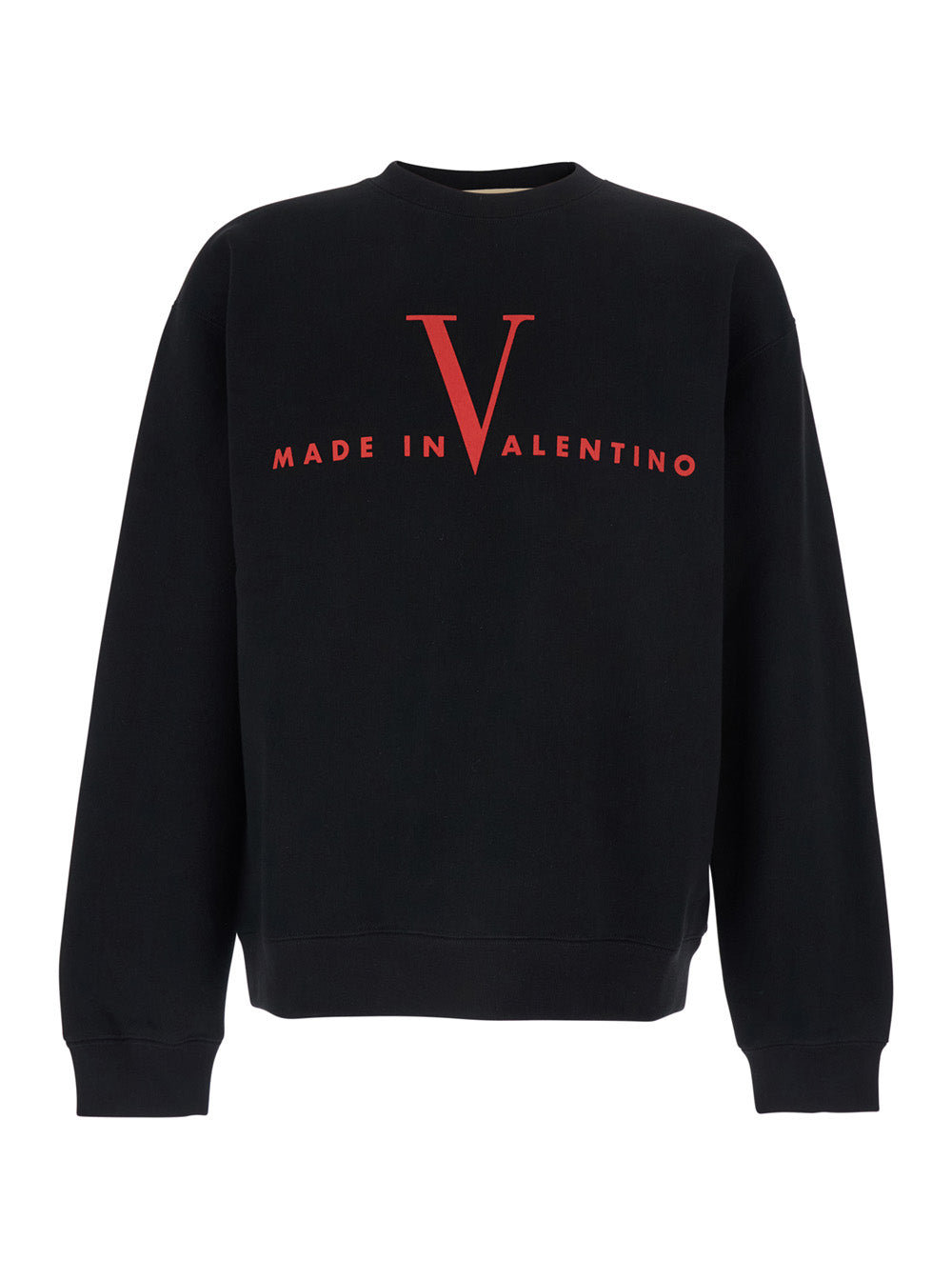 Valentino Men Sweatshirt With Logo Print On The Front And Dropped Shoulders In Black Cotton For Men