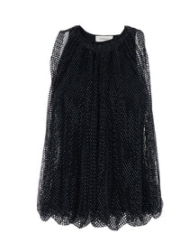 Sportmax Women Top With Mesh Design And All-Over Applied Rhinestones In Black Fabric For Women