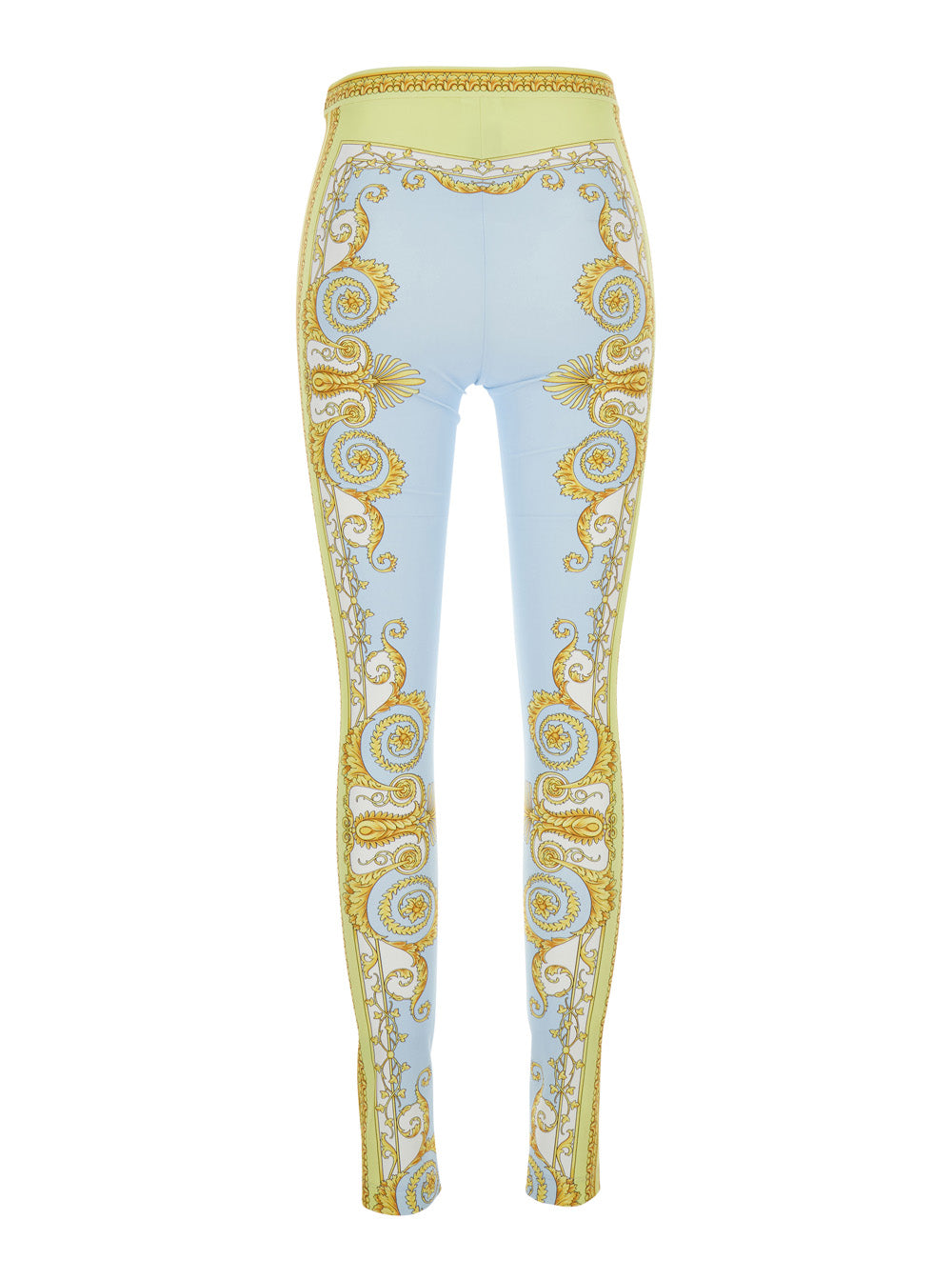 Versace Women Multicolor Leggings With All-Over Baroque Print In Stretch Fabric For Women