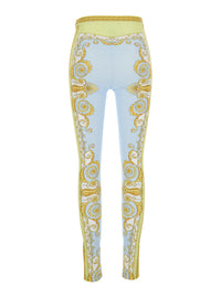 Versace Women Multicolor Leggings With All-Over Baroque Print In Stretch Fabric For Women