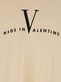Valentino Men T-Shirt Beige With Logo Print On The Front In Cotton For Men