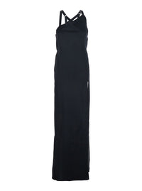 The Attico Women Black Long Sleeveless Dress With Crossed Adjustable Straps And Open Back In Viscose For Women